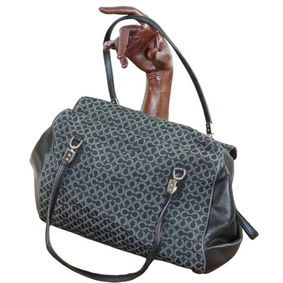 COACH Madison Madeline Black W/Gray Signature Small “C” Canvas East West… - Picture 4 of 13